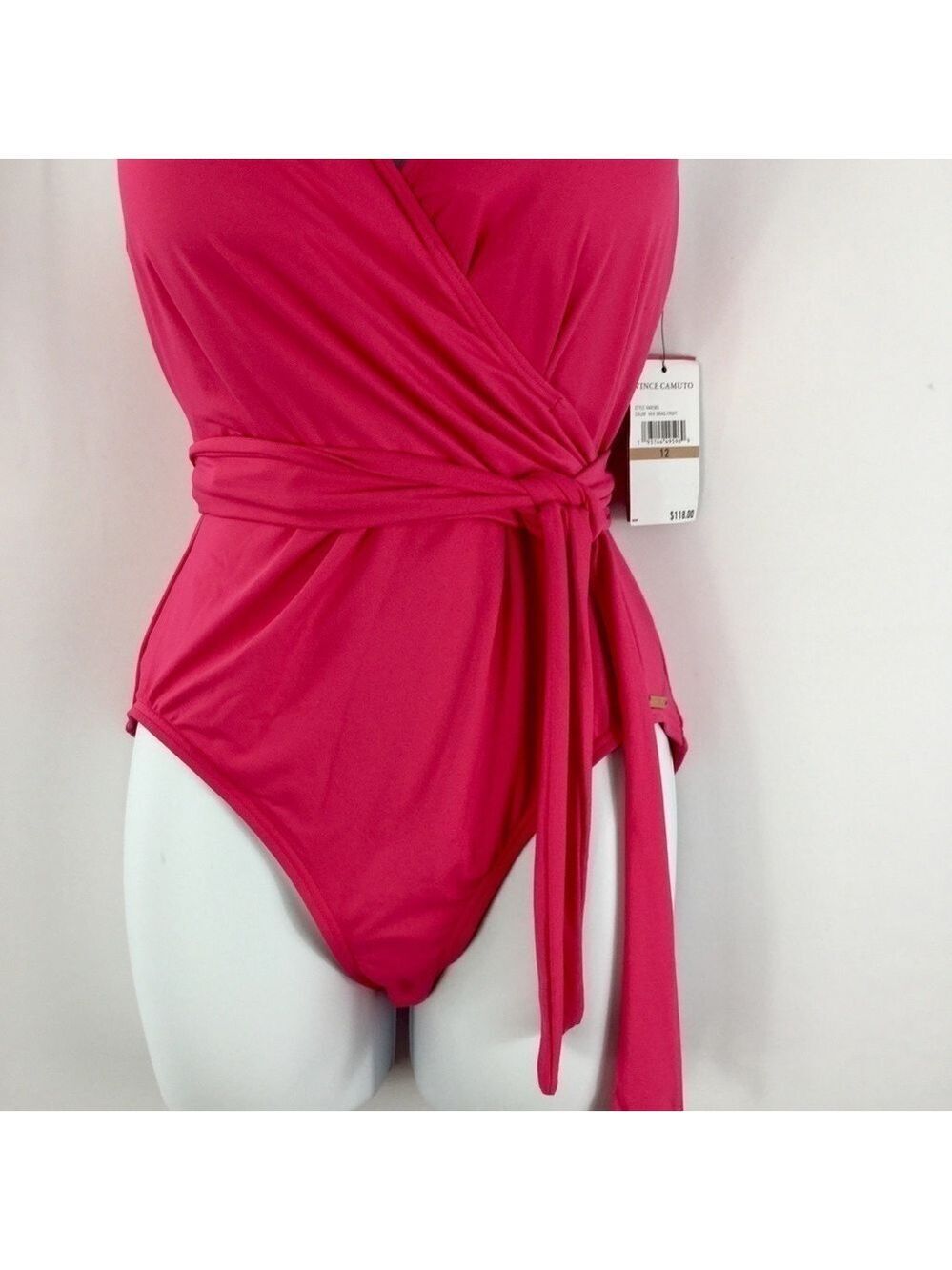 VINCE Camuto V-Neck Halter Wrap Tie One Piece Swimsuit Size 12 NWT - Picture 6 of 13
